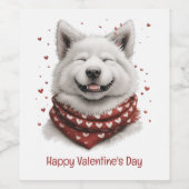 Prettig Valentijnsdag Samojeed hond Wijn Etiket (Enkel label)