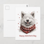 Prettig Valentijnsdag Samoyed Hond Briefkaart (Voorkant / Achterkant)