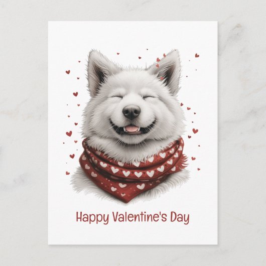 Prettig Valentijnsdag Samoyed Hond Briefkaart (Voorkant)