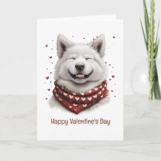 Prettig Valentijnsdag Samoyed Hond Feestdagen Kaart (Voorkant)
