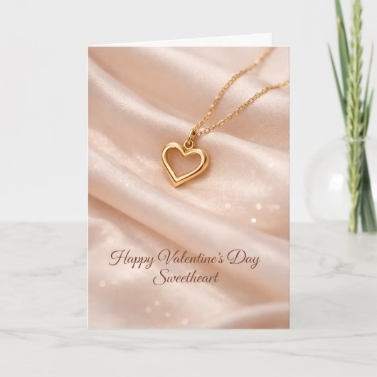 Prettig Valentijnsdag Schatje Gouden Hart Kaart (Voorkant)