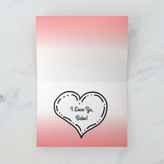 Prettig Valentijnsdag schatje, Retro Pop Art stijl Kaart (Binnen)