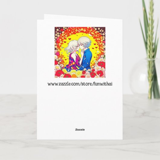 Prettig Valentijnsdag | Schattig Anime Koppel Kaart (Achterkant)