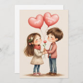 Prettig Valentijnsdag Schattig Stel Feestdagenkaart (Voorkant / Achterkant)