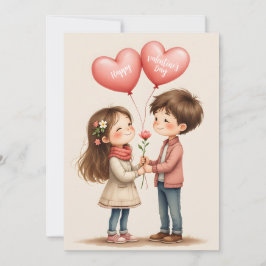 Prettig Valentijnsdag Schattig Stel Feestdagenkaart