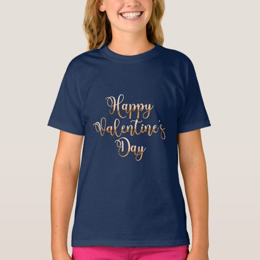 Prettig Valentijnsdag Script Meisjes T-shirt (Voorkant)