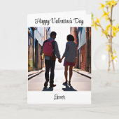 Prettig Valentijnsdag, stel dat hand in hand loopt Kaart (Gele Bloem)