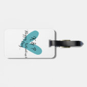 Prettig Valentijnsdag turquoise hart naam letter Bagagelabel (Achterkant horizontaal)