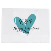 Prettig Valentijnsdag turquoise hart naam letter  Groot Cadeauzakje (Achterkant)