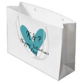 Prettig Valentijnsdag turquoise hart naam letter  Groot Cadeauzakje (Achterkant Gekanteld)
