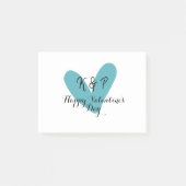 Prettig Valentijnsdag turquoise hart naam letter Post-it® Notes (Voorkant)