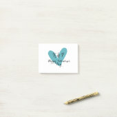 Prettig Valentijnsdag turquoise hart naam letter Post-it® Notes (Op bureau)