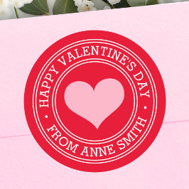 Prettig Valentijnsdag van aangepaste naam rood Ronde Sticker