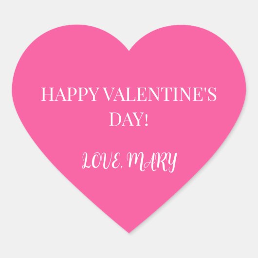 Prettig Valentijnsdag van Naam Roze Hart Sticker (Voorkant)