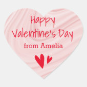Prettig Valentijnsdag van Naam roze satijnen spira Hart Sticker (Voorkant)