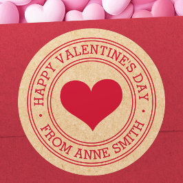 Prettig Valentijnsdag van Name Kraft papier look Ronde Sticker