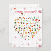 Prettig Valentijnsdag Vliegende Vogels Kleurrijk H Feestdagenkaart (Voorkant / Achterkant)