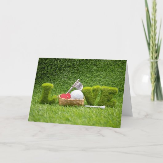 Prettig Valentijnsdag voor golfer met golf van lie Kaart (Voorkant)