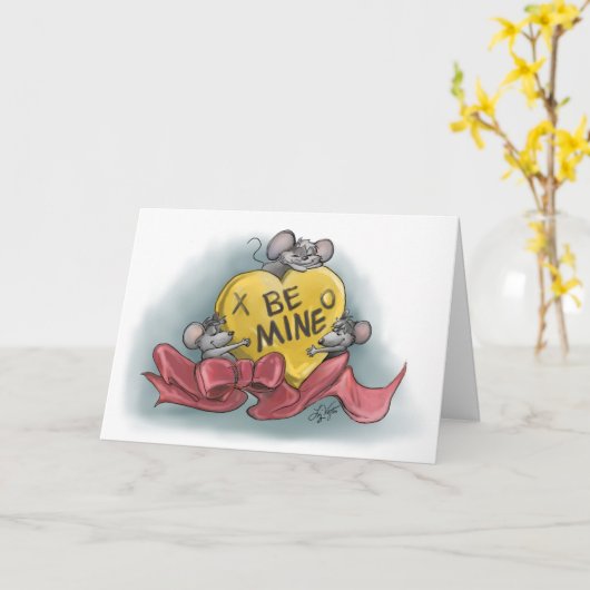 Prettig Valentijnsdag voor Mic, Mac en Moe Kaart (Gele Bloem)