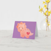 Prettig Valentijnsdag  Watercolor Dinosaur & Hart Kaart (Gele Bloem)