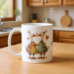 Prettig Valentijnsdag Whimsical Ganzen Koffiemok