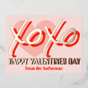 Prettig Valentijnsdag XoXo moderne folie roze Feestdagen Briefkaart