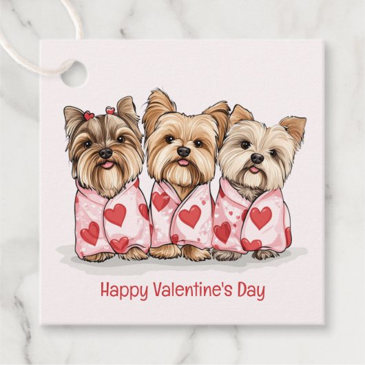 Prettig Valentijnsdag Yorkshire Terrier honden Bedankjes Labels (Voorkant)