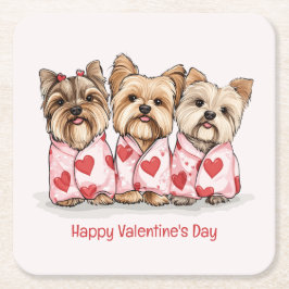 Prettig Valentijnsdag Yorkshire Terrier honden Kartonnen Onderzetters