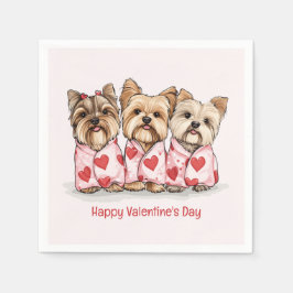 Prettig Valentijnsdag Yorkshire Terrier honden Servet