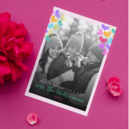 Prettig Valentijnsdag Zachte Roze Harten Foto Feestdagenkaart