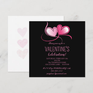 Prettig Valentijnsdag, zoete roze harten,  Uitnodi Kaart