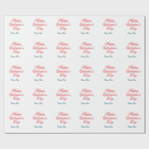 Prettig Valentijnsday rood blauw xoxo liefde naam Cadeaupapier