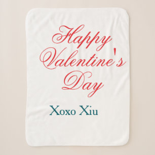 Prettig Valentijnsday rood blauw xoxo liefde naam Sherpa Deken