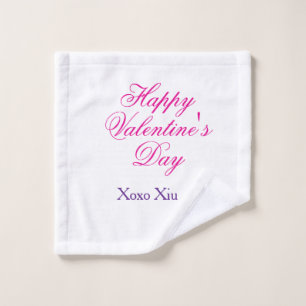 Prettig Valentijnsday roze paars xoxo liefde naam Washandje