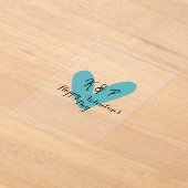 Prettig Valentijnsday turquoise hart naam letter  Acryl Uitnodigingen (Laagn)