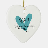 Prettig Valentijnsday turquoise hart naam letter Keramisch Ornament (Rechts)