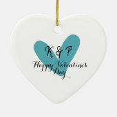 Prettig Valentijnsday turquoise hart naam letter Keramisch Ornament (Achterkant)