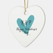 Prettig Valentijnsday turquoise hart naam letter Keramisch Ornament (Links)