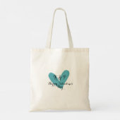 Prettig Valentijnsday turquoise hart naam letter  Tote Bag (Achterkant)