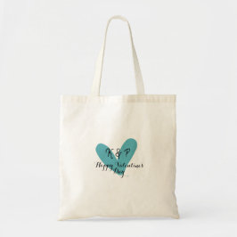Prettig Valentijnsday turquoise hart naam letter  Tote Bag