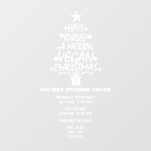 Prettig Vegan Kerstfeest, Openingstijden  Raamsticker (Vel)