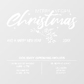 Prettig Veganisch Kerstfeest, Openingstijden Bedri Raamsticker