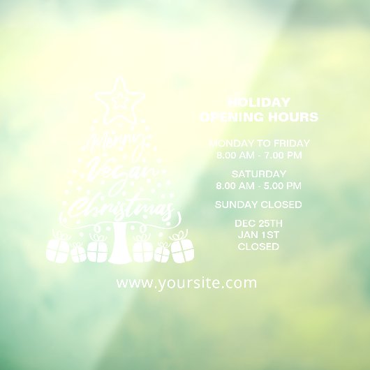 Prettig vegetarisch Kerstmis, Openingstijden Bord Raamsticker (Vel 3)