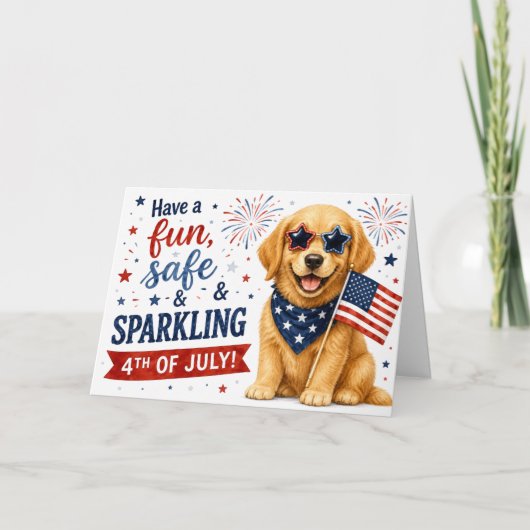 Prettig, veilig en sprankelend 4 juli groet kaart (Voorkant)