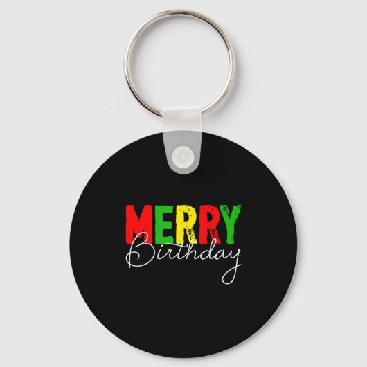 Prettig Verjaardag, Geboren Op Kerstdag Sleutelhanger (Voorkant)
