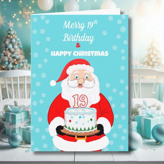 Prettig Verjaardagsfeest 19e Verjaardag Kerstman Kaart