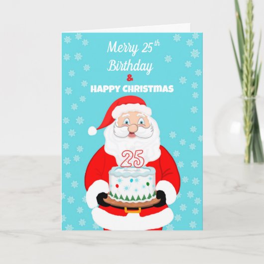 Prettig verjaardagsfeest 25e verjaardag Kerstman  Kaart (Voorkant)