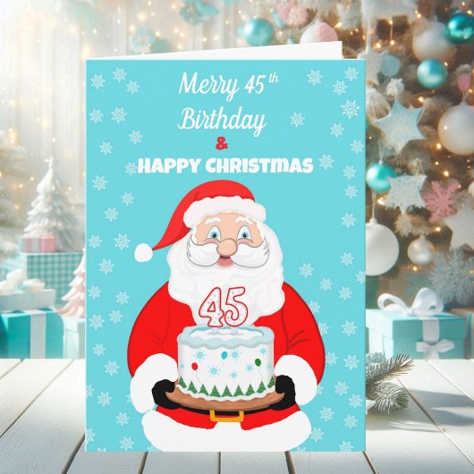 Prettig verjaardagsfeest 45e verjaardag Kerstman Kaart