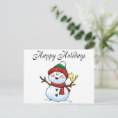 Prettig Viekeur (Sneeuwman Birdy) Feestdagenkaart (Staand voorkant)