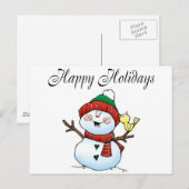 Prettig Viekeur (Sneeuwman Birdy) Feestdagenkaart (Voorkant / Achterkant)